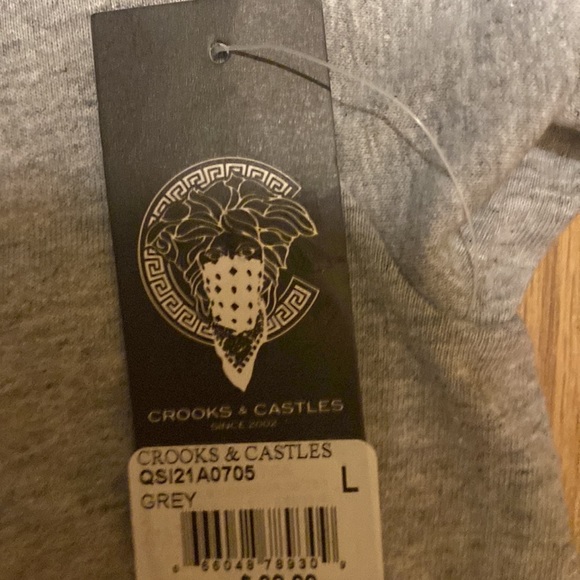 NWT Crooks&Castles grey&black designed short sleeve men crew neck t-shirt LG &XL - Picture 8 of 9